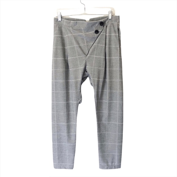 AMBER SAKAI Asymmetrical Waist Crisscross Crossover Waist Gray Plaid NWT… - Picture 6 of 16